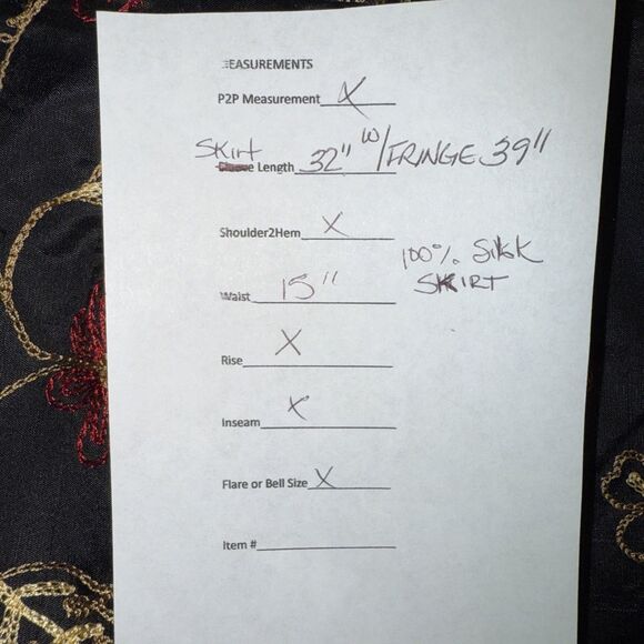 Silkland Fringed Maxi black Floral Embroidered  skirt Brown/Gold/Red Sz 10 - Picture 8 of 8